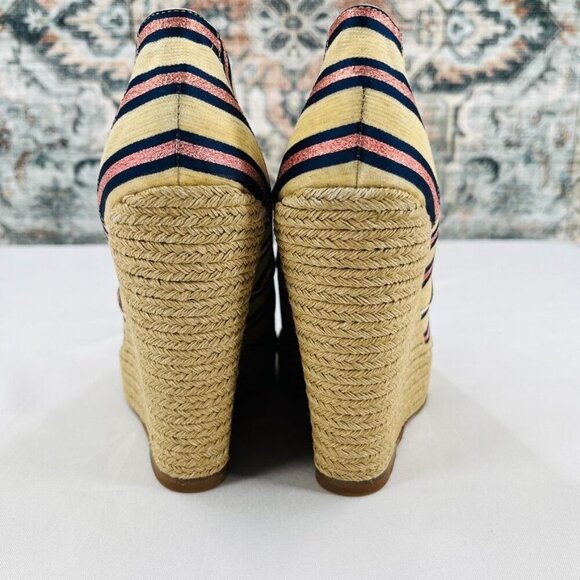 Tabitha Simmons Striped Espadrille Wedges Size 40 Pink Blue Stripe - Picture 3 of 11